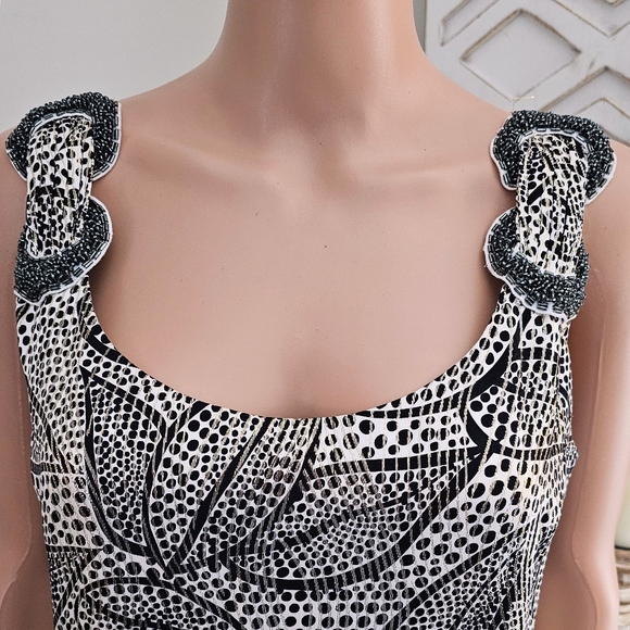 Tory Burch Silk Blend Gold Metallic Beaded Straps Sheath Dress - Picture 7 of 11